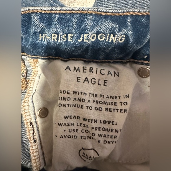 American Eagle Outfitters AEO Distressed Blue Hi-Rise Jeggings Stretch Jeans - Picture 10 of 16
